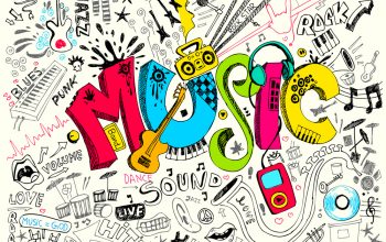 illustration of music background in doodle style